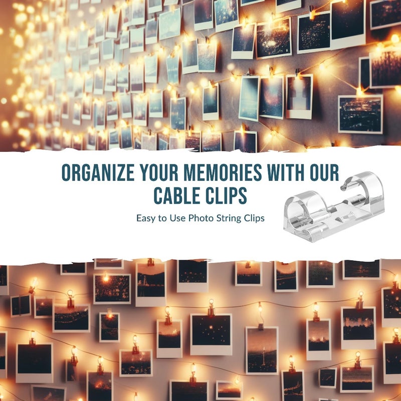 AFFAVON 200pcs Adhesive Cable Clips, Finisher Wire Clamp Cord Clips Cable Management Light Clips Cable Organizer Max.1/4" Wire Hider for Cords - Image 3